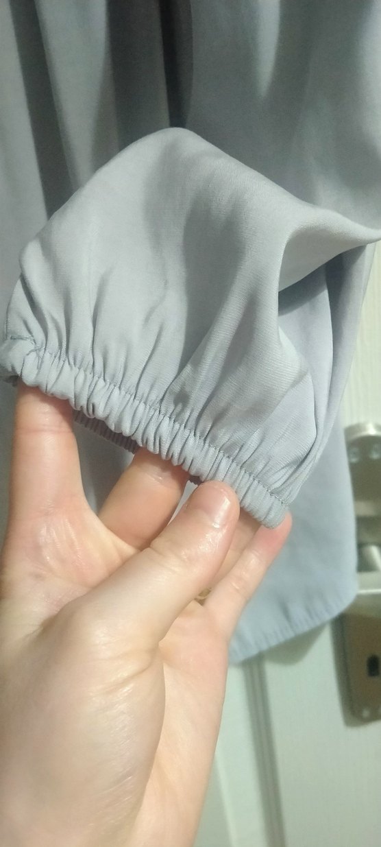 gri tensel kumaş Tunik takım - Salaş, Uzun Kollu - Görsel 4