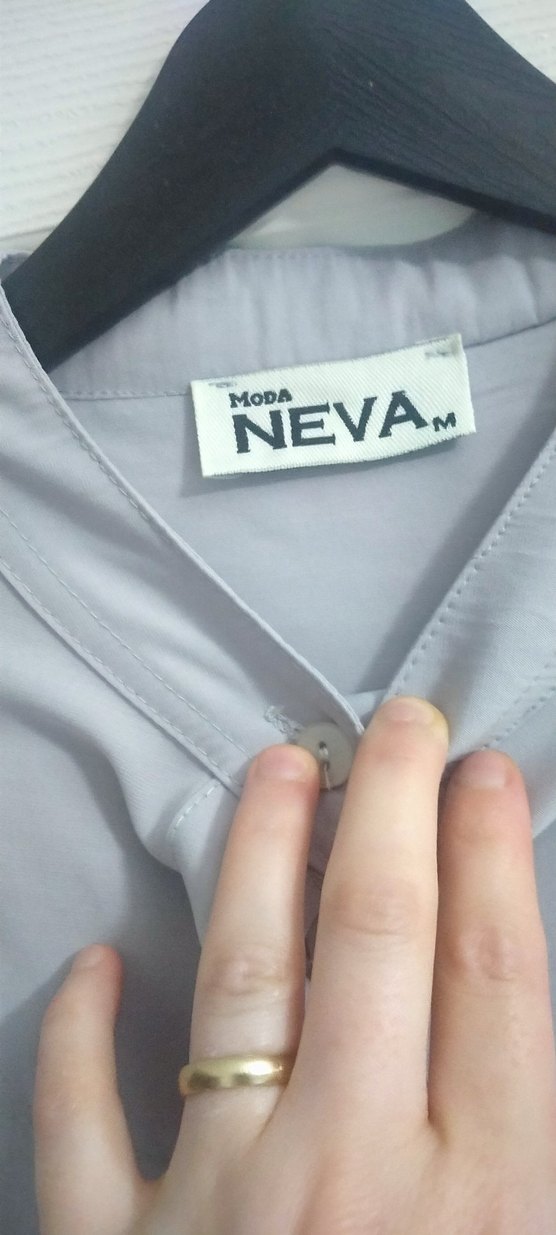 gri tensel kumaş Tunik takım - Salaş, Uzun Kollu - Görsel 3