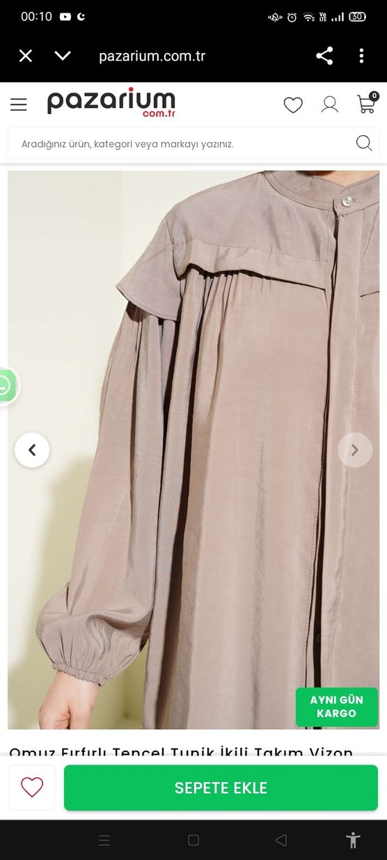 gri tensel kumaş Tunik takım - Salaş, Uzun Kollu - Görsel 2