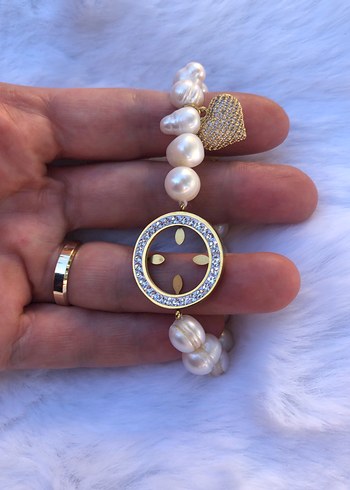 Beyaz İnci Boncuklu Kadın Bileklik - Görsel 2