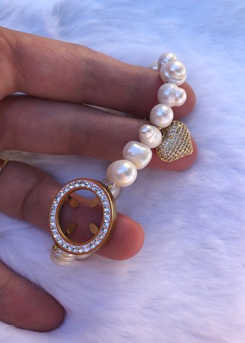 Beyaz İnci Boncuklu Kadın Bileklik - Görsel 4