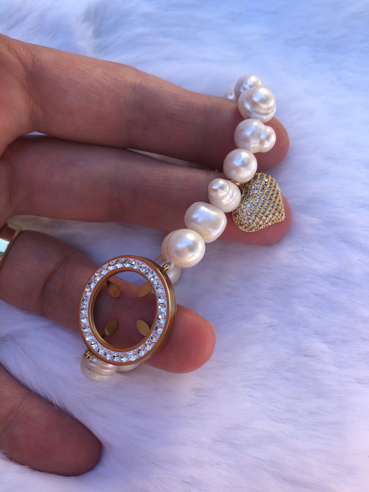 Beyaz İnci Boncuklu Kadın Bileklik - Görsel 4