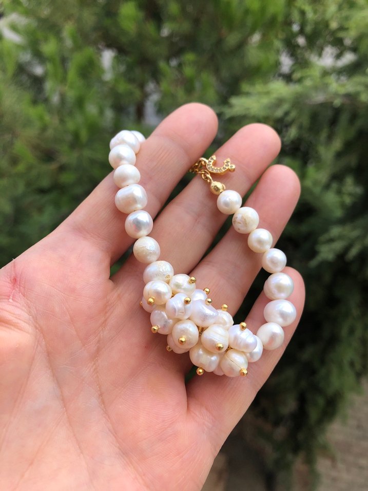 İnci ve Altın Detaylı Kadın Bileklik - Görsel 4