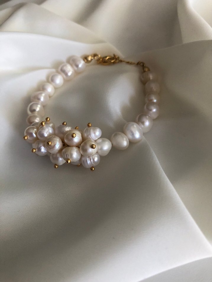 İnci ve Altın Detaylı Kadın Bileklik - Görsel 2