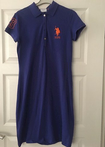 Mavi Polo Yaka Spor Midi Elbise