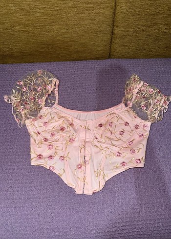 Dantel İşlemeli Pembe Straplez Büstiyer