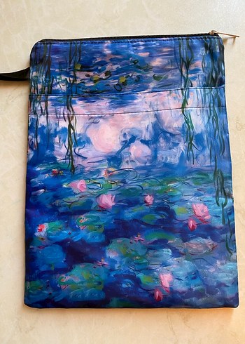Beden Renk Monet Su Zambakları Temalı Fermuarlı Kitap Kılıfı