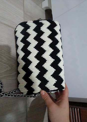 Zebra Desenli Örgü Kadın Çanta - Görsel 3