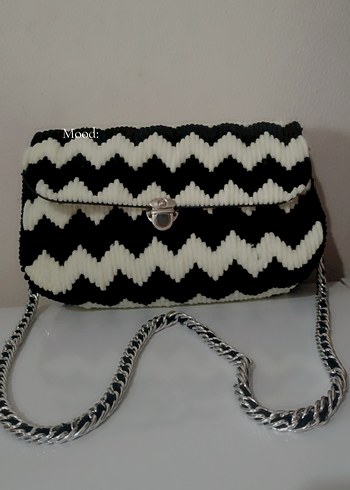 Zebra Desenli Örgü Kadın Çanta - Görsel 2