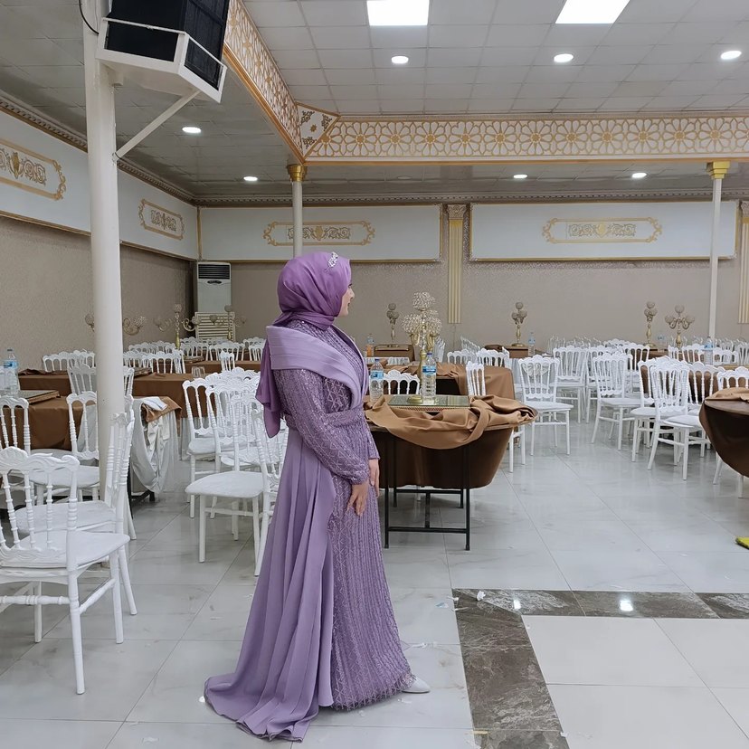 Uzun Mor Drapeli Kadın Abiye Elbise - Görsel 2