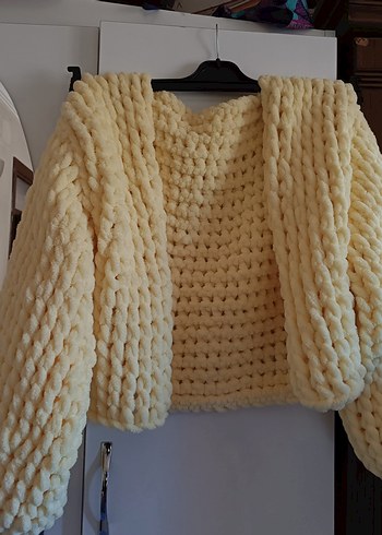 Kadın Pastel Sarı Örgü Hırka - Görsel 2