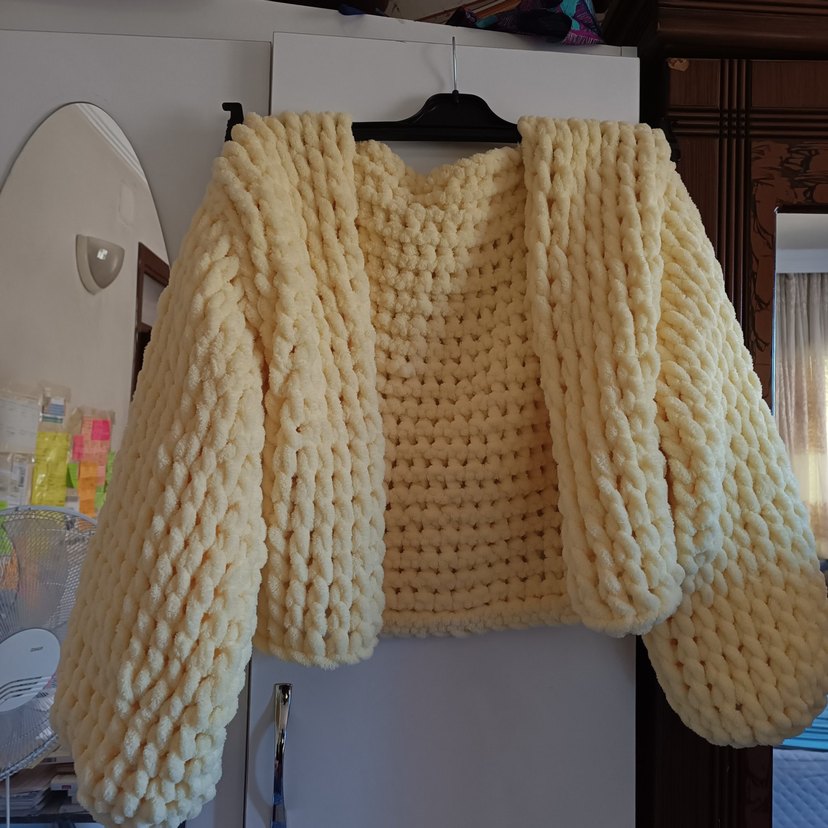 Kadın Pastel Sarı Örgü Hırka - Görsel 2