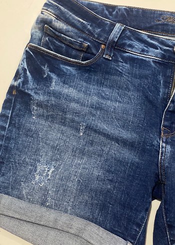 Parlak Mavi Kadın Denim Mini Şort - Görsel 3