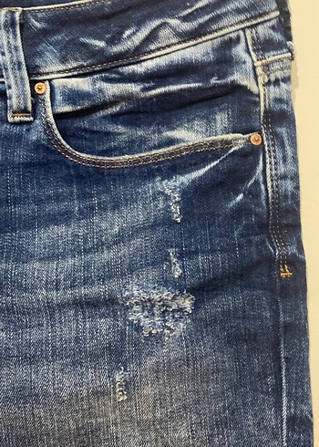 Parlak Mavi Kadın Denim Mini Şort - Görsel 2