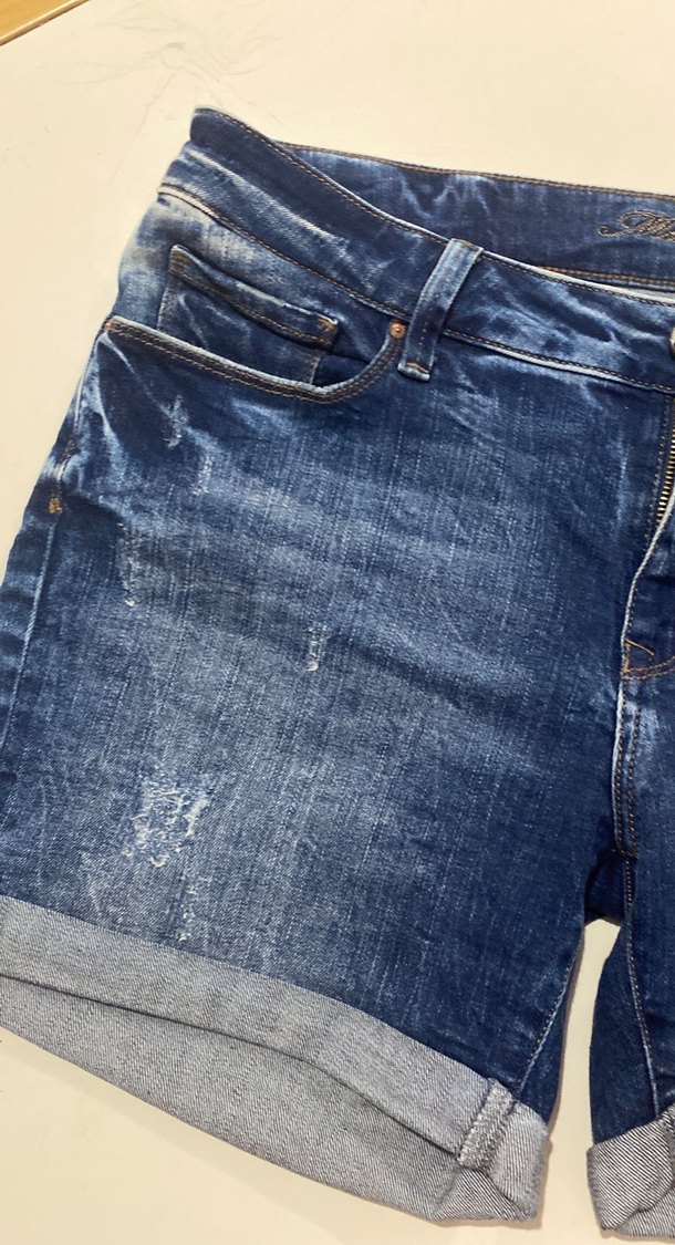 Parlak Mavi Kadın Denim Mini Şort - Görsel 3