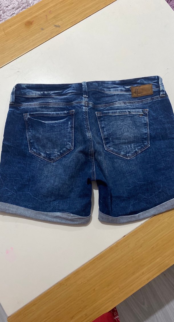 Parlak Mavi Kadın Denim Mini Şort - Görsel 5