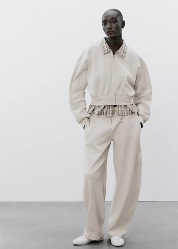 m Beden Zara Kontrast Poplin Sweatshirt