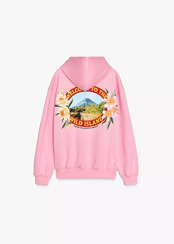 Zara Zara Desenli Kapüşonlu Sweatshirt