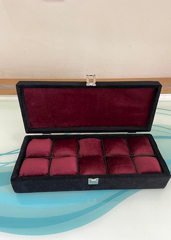 Bordo Kadife Takı ve Saat Kutusu - Görsel 2