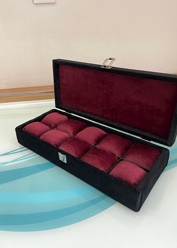 Bordo Kadife Takı ve Saat Kutusu - Görsel 6