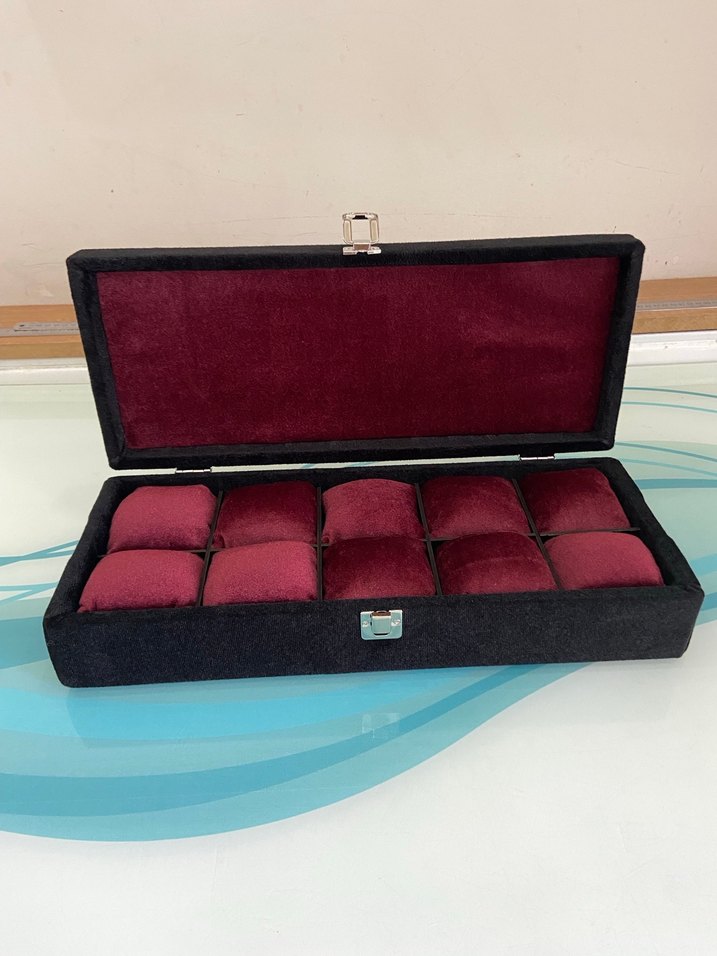 Bordo Kadife Takı ve Saat Kutusu - Görsel 5