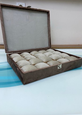 Kahverengi Kadife 24 Bölmeli Takı Kutusu - Görsel 6