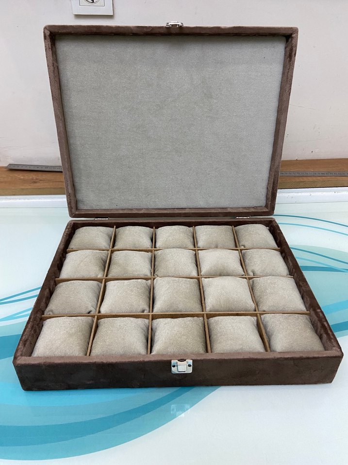 Kahverengi Kadife 24 Bölmeli Takı Kutusu - Görsel 2