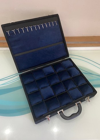 Lacivert Kadife Takı Düzenleyici Çanta - Görsel 6