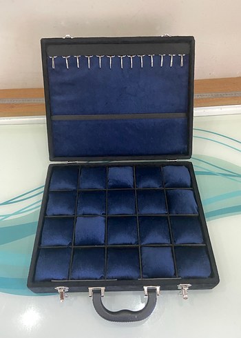 Lacivert Kadife Takı Düzenleyici Çanta - Görsel 7