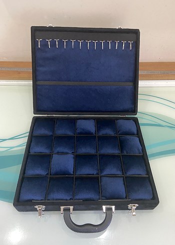 Lacivert Kadife Takı Düzenleyici Çanta - Görsel 8