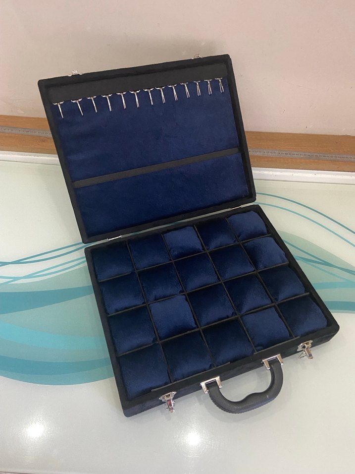 Lacivert Kadife Takı Düzenleyici Çanta - Görsel 2