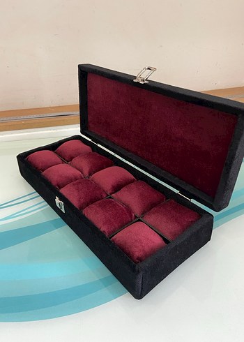Bordo Kadife Saat ve Takı Düzenleyici Kutusu - Görsel 5