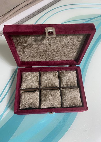 Bordo Kadife Tokalı Erkek Takı Kutusu - Görsel 7