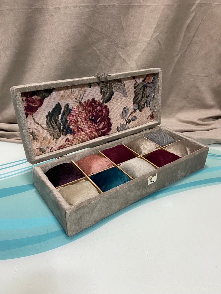 Gri Kadife Makyaj Düzenleyici Kutusu - Görsel 2