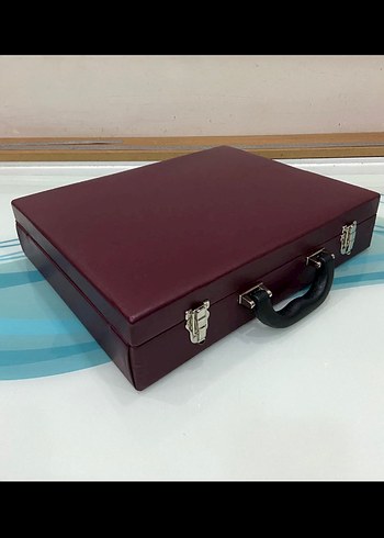 Bordo Deri Saat Kutusu Organizer - Görsel 4