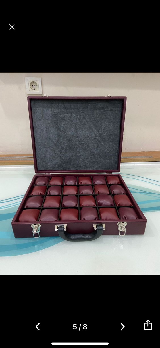 Bordo Deri Saat Kutusu Organizer - Görsel 5