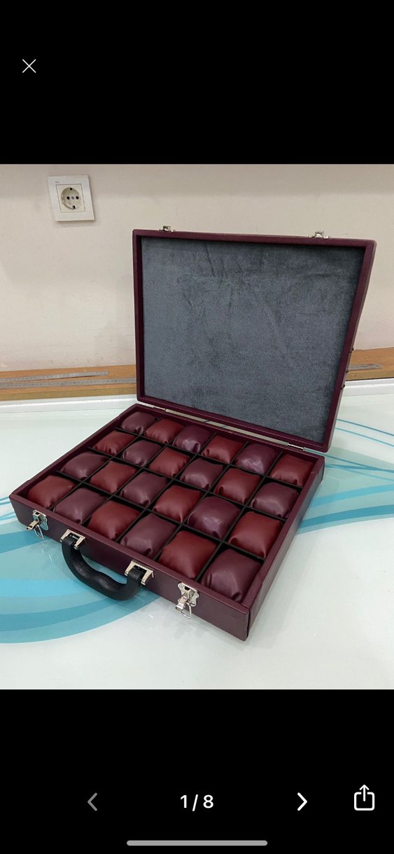 Bordo Deri Saat Kutusu Organizer - Görsel 2