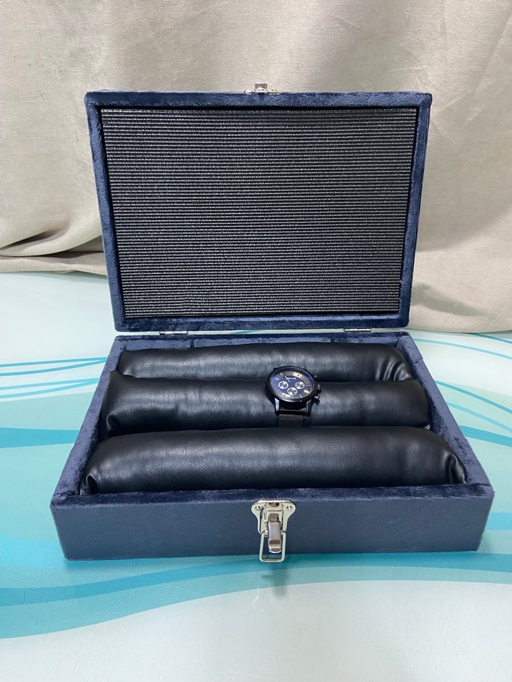 Lacivert Deri Saat Kutusu - Görsel 3