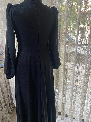 Fransız danteli siyah uzun elbise - Görsel 8