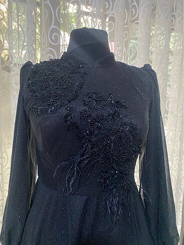 Fransız danteli siyah uzun elbise - Görsel 7