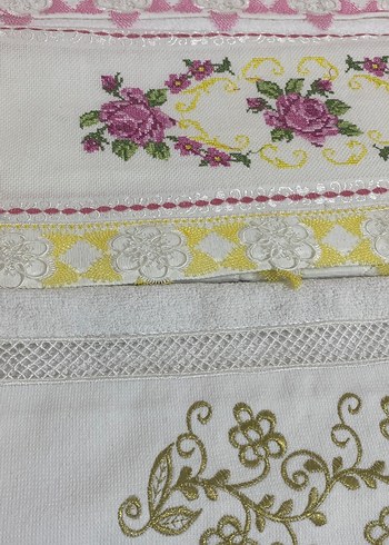 Nakışlı Çok Renkli Pastel Havlular - Görsel 5