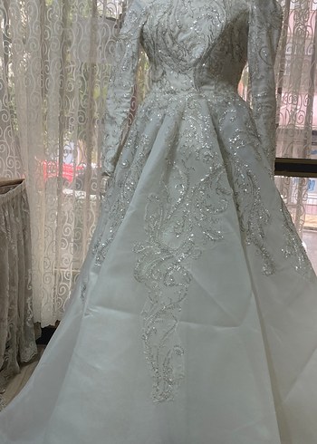 Uzun Kollu Beyaz Prenses Gelinlik - Görsel 4