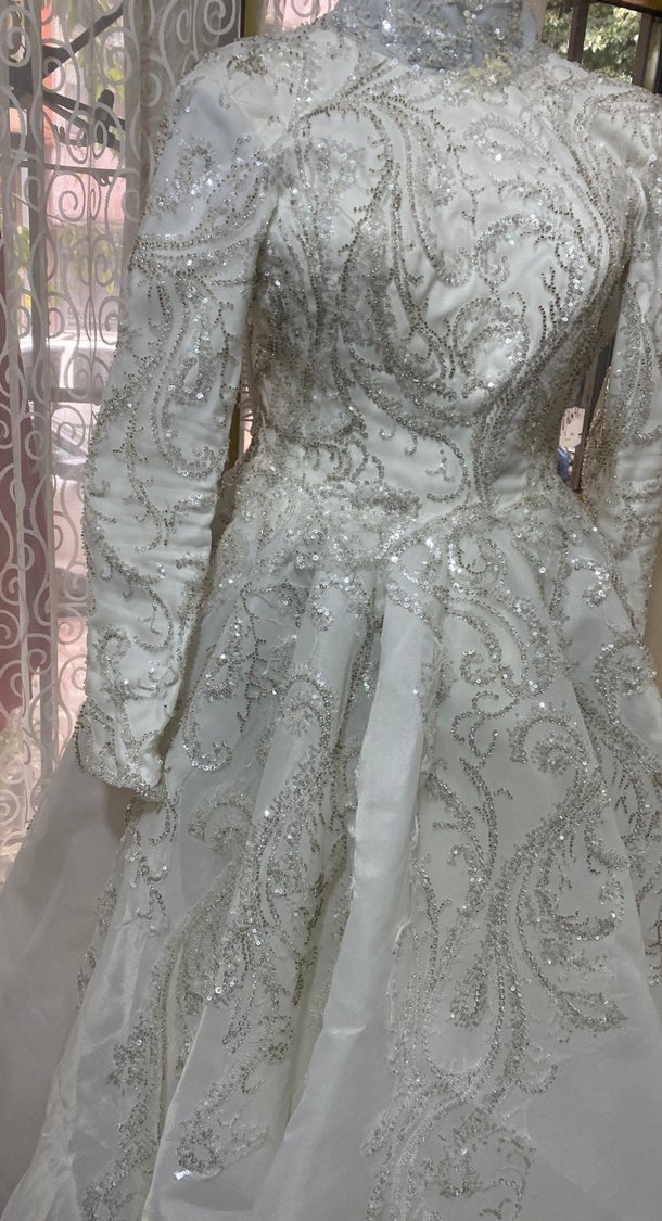 Uzun Kollu Beyaz Prenses Gelinlik - Görsel 2