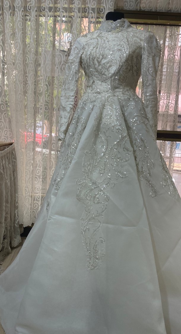 Uzun Kollu Beyaz Prenses Gelinlik - Görsel 4