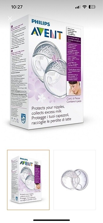  Philips avent 6 parça göğüs kalkan seti ve süt saklama poşeti