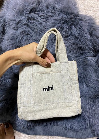 Beyaz Mini Keten Kadın Çanta