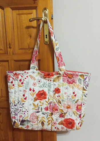 Zara Çiçek Desenli krem rengi Bohem Omuz Çantası