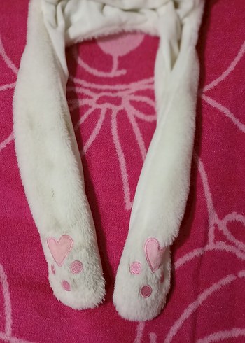 Nakışlı Pembe Peluş Kedi Aksesuarı kız çocuk şapkası