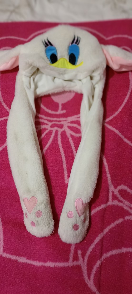 Nakışlı Pembe Peluş Kedi Aksesuarı kız çocuk şapkası - Görsel 3