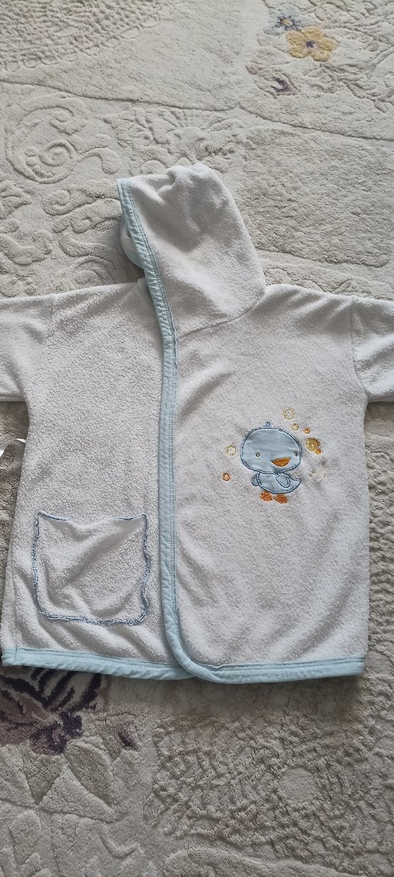 Nakışlı Erkek Çocuk Bornozu Gri - Görsel 4